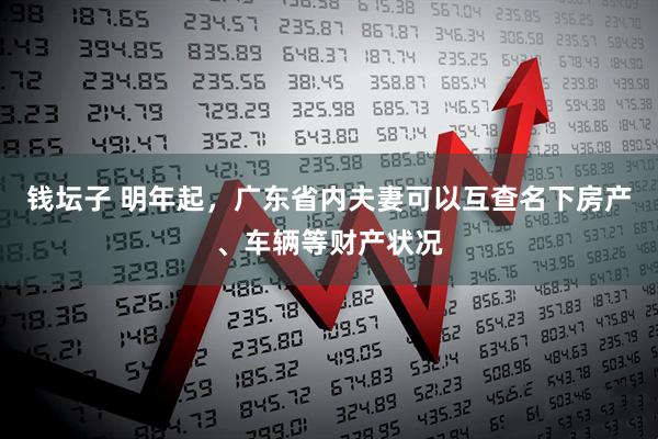 钱坛子 明年起，广东省内夫妻可以互查名下房产、车辆等财产状况