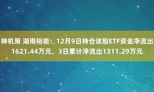 神机策 湖南裕能：12月9日持仓该股ETF资金净流出1621.44万元，3日累计净流出1311.29万元