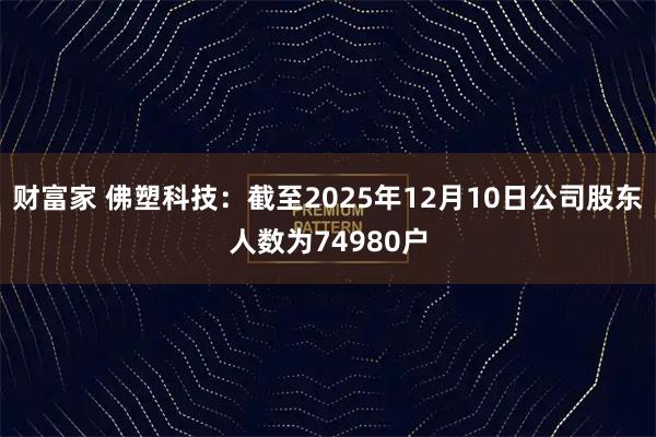 财富家 佛塑科技：截至2025年12月10日公司股东人数为74980户